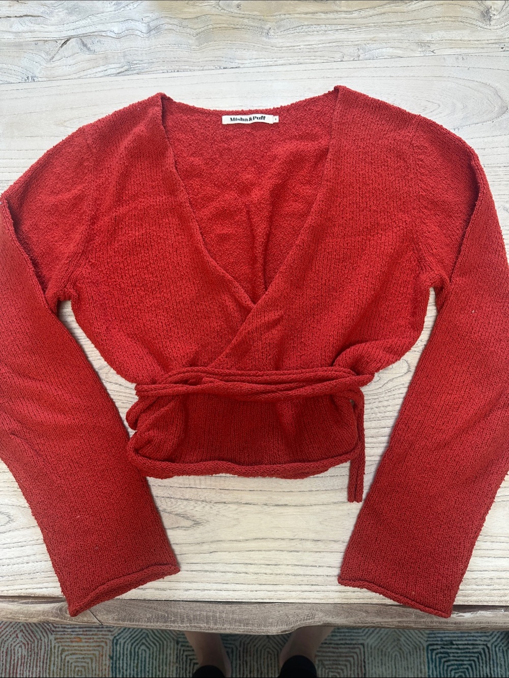 Misha And Puff red wrap V-neck tie-waist sweater